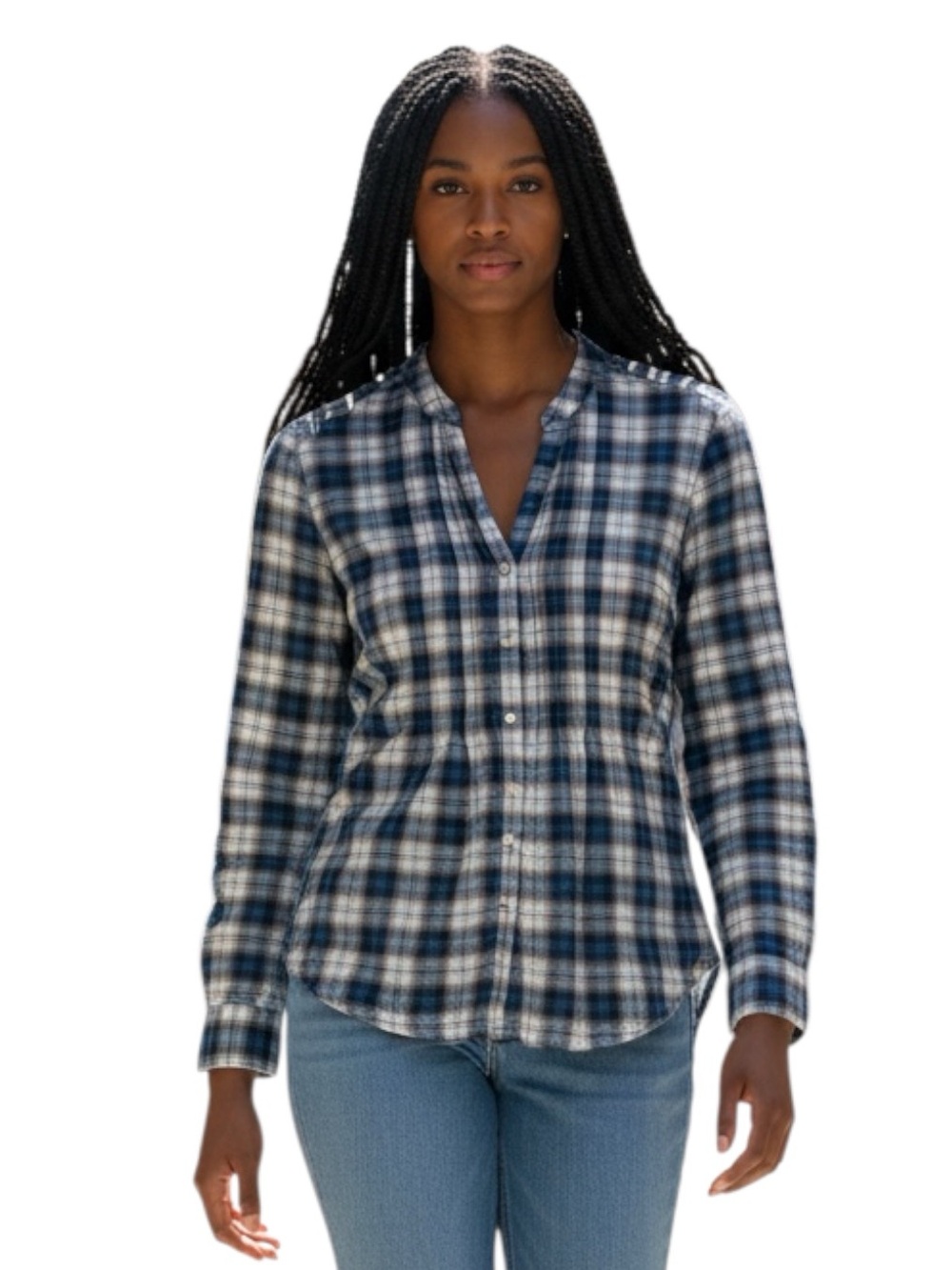 Converse Navy and White Plaid Button-Down Shirt NWT Size S